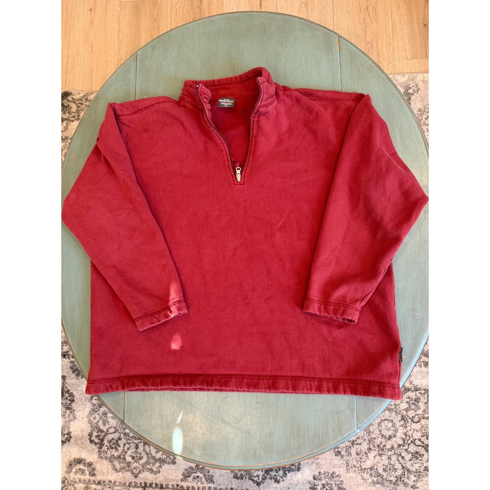 Woolrich Mens Quarter Zip Sweatshirt Red Fleece Pullover Mock‎ Neck Large 8079